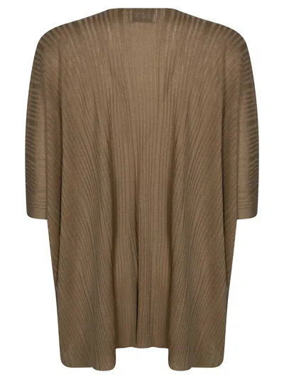Alpha Studio Brown Ribbed Knit Open Front Cardigan