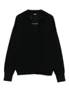 Alpha Studio Long-sleeve Black Merino Wool Top In Black