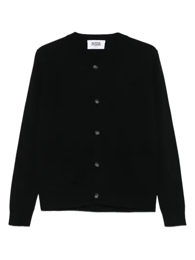 Alpha Studio Long-sleeved Buttoned Cardigan In Black