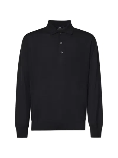 Alpha Studio Long-sleeve Polo Shirt In Black