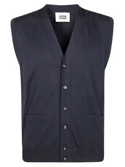 Alpha Studio Maglia Crepe Sc V In Blue