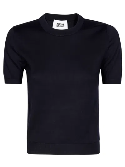 Alpha Studio Maglia Mm Girocollo In Blue