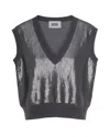 Alpha Studio Maglia Smanicata Con Paillettes Grigia In Gray