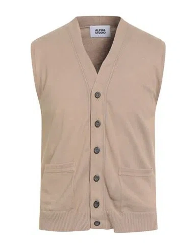 Alpha Studio Man Cardigan Beige Size 36 Cotton