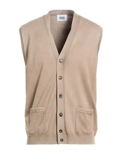 Alpha Studio Man Cardigan Beige Size 44 Cotton In Neutral