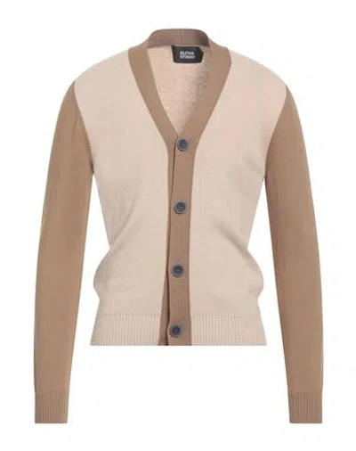 Alpha Studio Man Cardigan Beige Size 44 Merino Wool, Alpaca Wool, Recycled Polyamide, Polyamide In Neutral