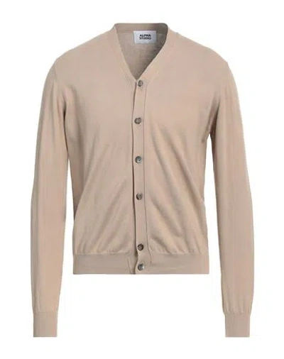 Alpha Studio Man Cardigan Beige Size 46 Cotton