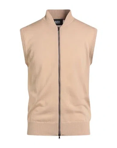 Alpha Studio Man Cardigan Beige Size 48 Merino Wool