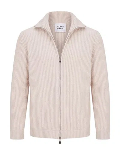 Alpha Studio Man Cardigan Beige Size 48 Mohair Wool, Polyamide, Wool In Neutral