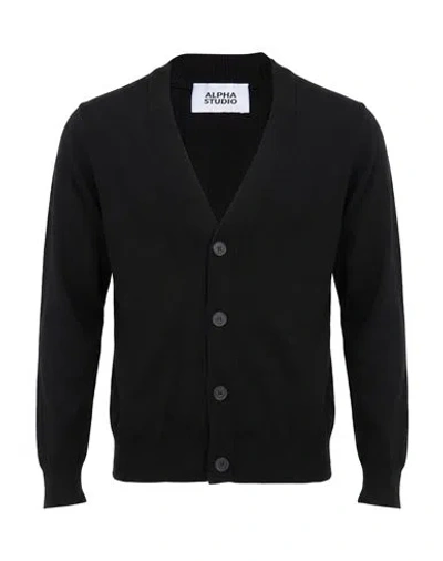 Alpha Studio Man Cardigan Black Size 38 Wool