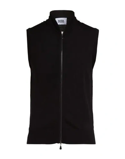 Alpha Studio Man Cardigan Black Size 40 Merino Wool