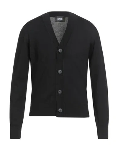 Alpha Studio Man Cardigan Black Size 44 Merino Wool