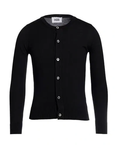 Alpha Studio Man Cardigan Black Size 44 Merino Wool