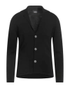 Alpha Studio Man Cardigan Black Size 44 Merino Wool In Black