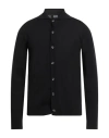 Alpha Studio Man Cardigan Black Size 46 Merino Wool In Black