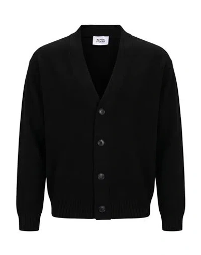 Alpha Studio Man Cardigan Black Size 46 Merino Wool