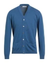 Alpha Studio Man Cardigan Blue Size 46 Cotton In Blue