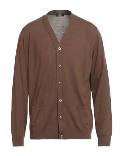 Alpha Studio Man Cardigan Brown Size 44 Merino Wool