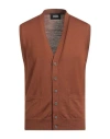 Alpha Studio Man Cardigan Brown Size 44 Merino Wool