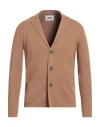 Alpha Studio Man Cardigan Camel Size 36 Cotton, Polyester In Beige