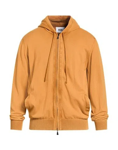 Alpha Studio Man Cardigan Camel Size 44 Cotton In Burgundy