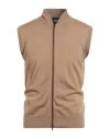 Alpha Studio Man Cardigan Camel Size 44 Merino Wool
