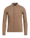 Alpha Studio Man Cardigan Camel Size 44 Merino Wool
