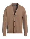 Alpha Studio Man Cardigan Camel Size 44 Merino Wool