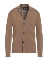 Alpha Studio Man Cardigan Camel Size 44 Merino Wool