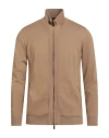 Alpha Studio Man Cardigan Camel Size 50 Merino Wool