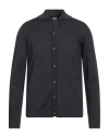Alpha Studio Man Cardigan Charcoal Size 40 Merino Wool In Blue