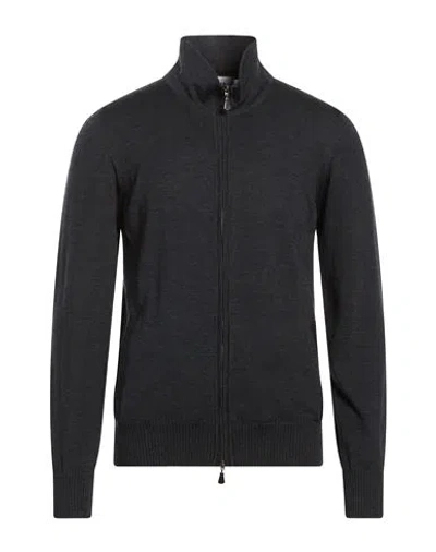 Alpha Studio Man Cardigan Charcoal Size 46 Merino Wool In Gray
