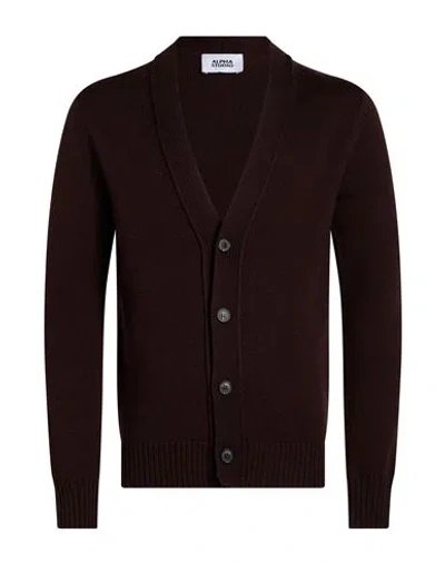 Alpha Studio Man Cardigan Chocolate Brown Size 42 Merino Wool