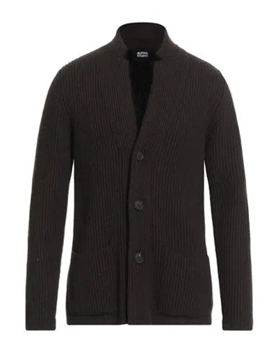 Alpha Studio Man Cardigan Chocolate Brown Size 42 Wool, Viscose, Polyamide, Cashmere