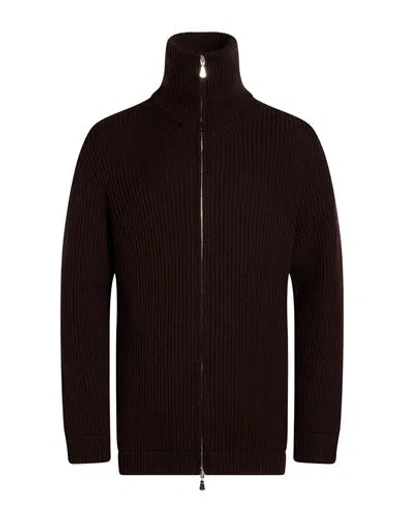 Alpha Studio Man Cardigan Chocolate Brown Size 44 Merino Wool