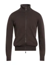Alpha Studio Man Cardigan Dark Brown Size 38 Cotton