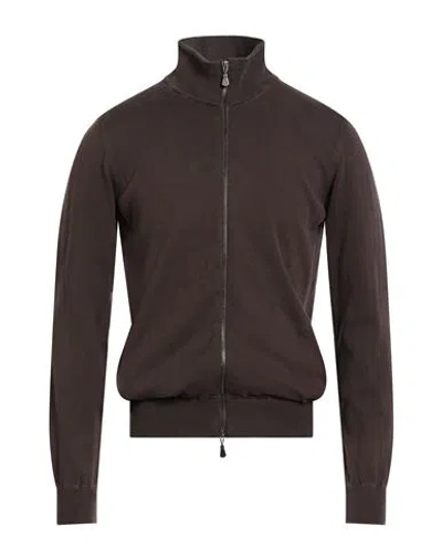 Alpha Studio Man Cardigan Dark Brown Size 38 Cotton