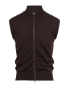 Alpha Studio Man Cardigan Dark Brown Size 42 Merino Wool
