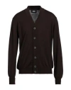 Alpha Studio Man Cardigan Dark Brown Size 44 Merino Wool