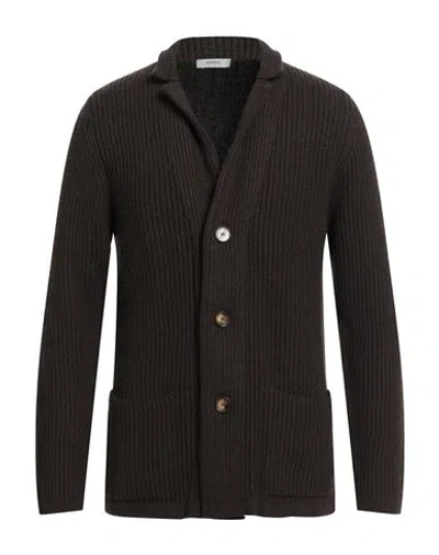 Alpha Studio Man Cardigan Dark Brown Size 44 Wool, Viscose, Polyamide, Cashmere
