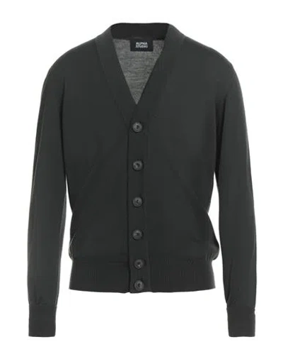 Alpha Studio Man Cardigan Dark Green Size 40 Merino Wool