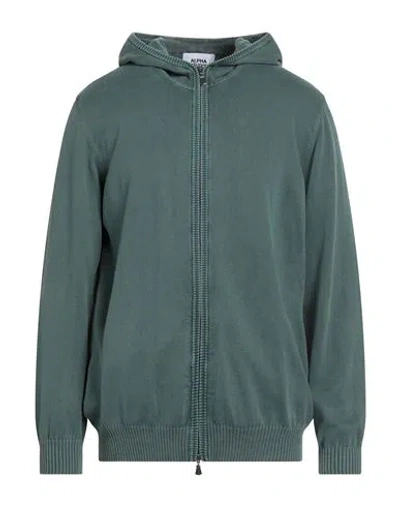 Alpha Studio Man Cardigan Dark Green Size 42 Cotton