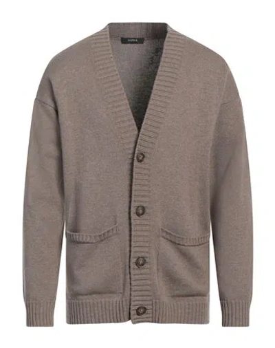 Alpha Studio Man Cardigan Taupe Size 40 Polyamide, Wool, Viscose, Cashmere In Grey