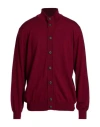 Alpha Studio Man Cardigan Garnet Size 44 Merino Wool In Red