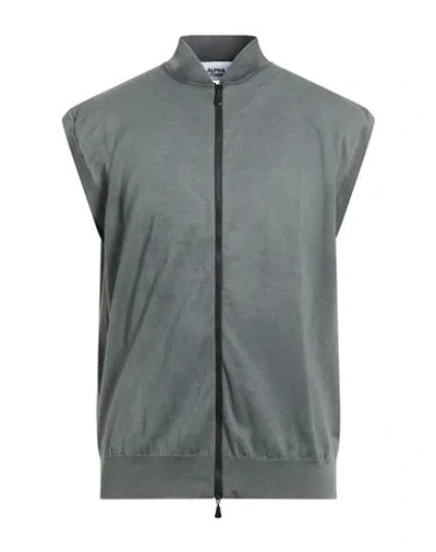Alpha Studio Man Cardigan Grey Size 44 Cotton In Gray