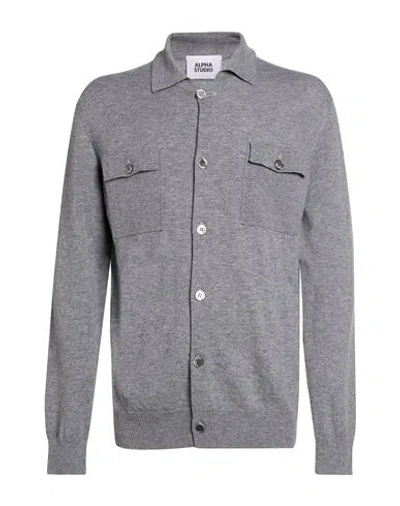 Alpha Studio Man Cardigan Grey Size 44 Wool