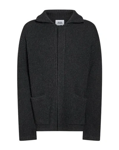 Alpha Studio Man Cardigan Grey Size 44 Wool, Cashmere In Black