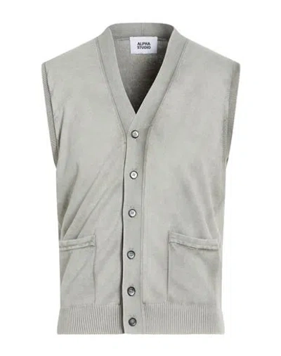 Alpha Studio Man Cardigan Grey Size 46 Cotton In Gray