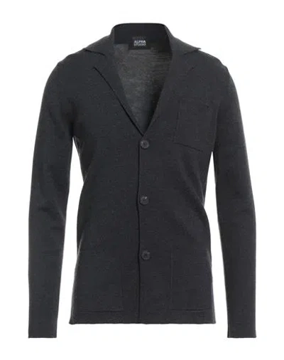 Alpha Studio Man Cardigan Grey Size 46 Merino Wool In Gray