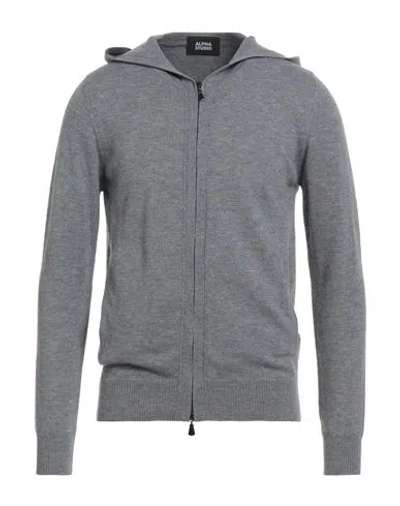 Alpha Studio Man Cardigan Grey Size 46 Wool In Gray